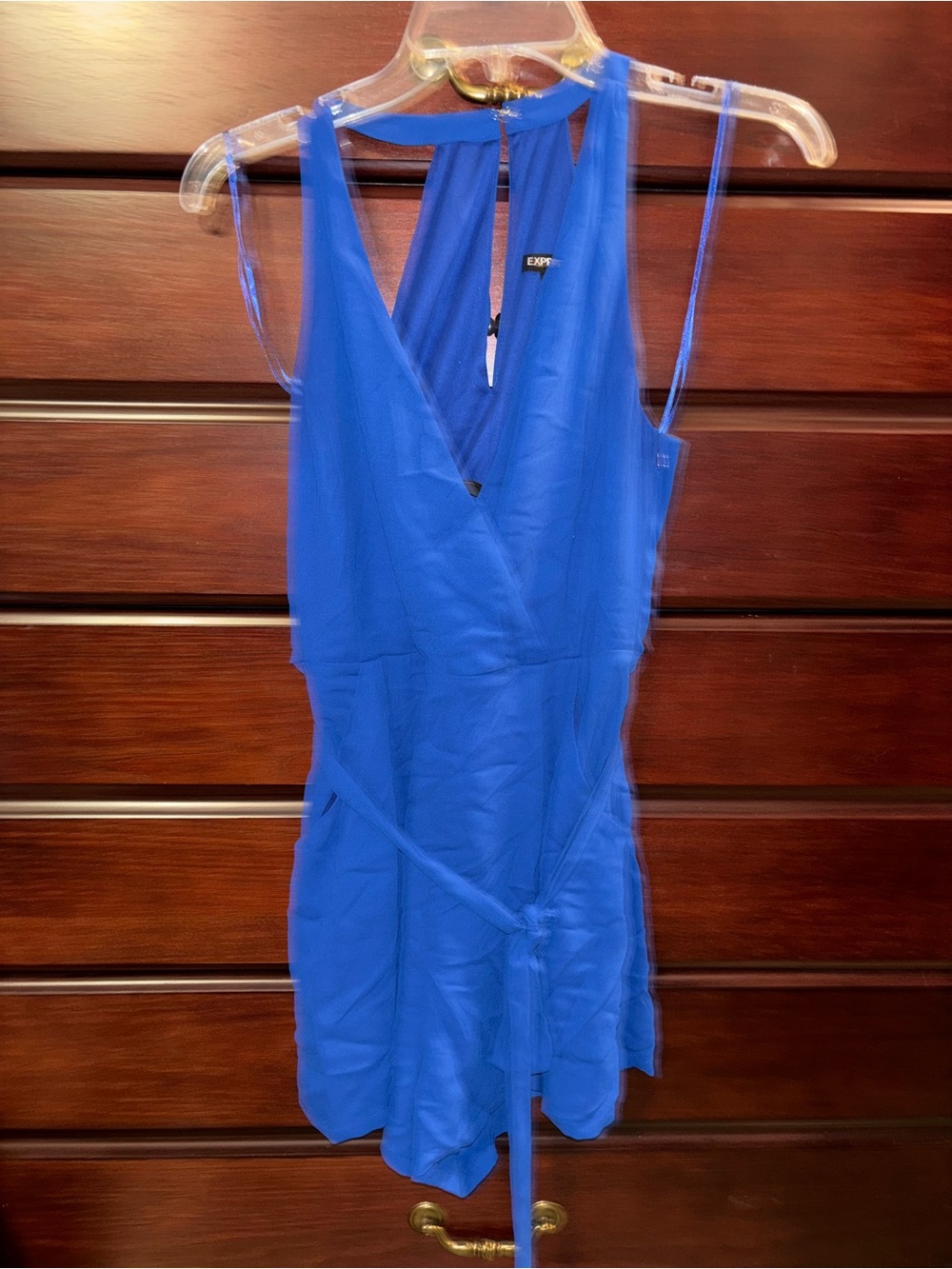 Express Royal Blue Sleeveless Wrap Romper